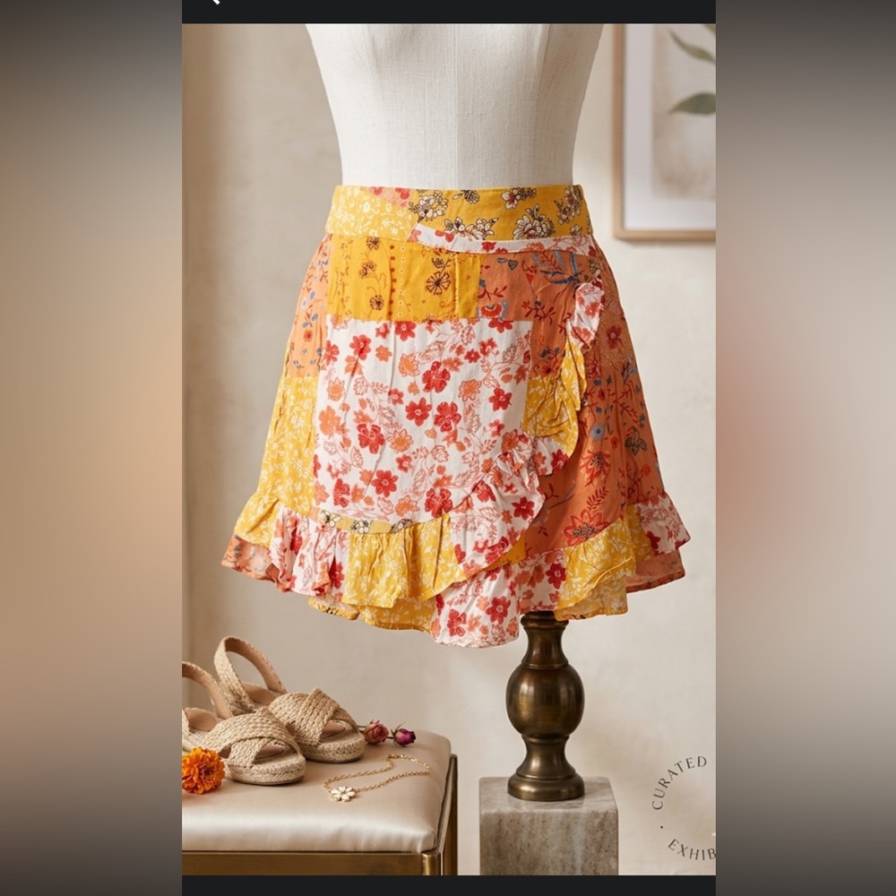 Boho Forever 21 Patchwork Mini Skort Floral Print Size S